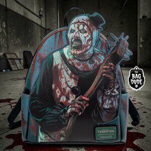 Loungefly Terrifier Art the Clown Blood Splatter Glow in the Dark Mini Backpack